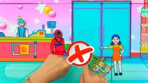 Paper Dolls Dress Up - Ladybug Family Playing Squid Game Challenge Dress - Barbie Story & Crafts