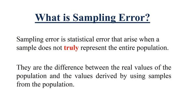What is sampling error? Sampling error explained with example |Sampling in research & sampling Erro