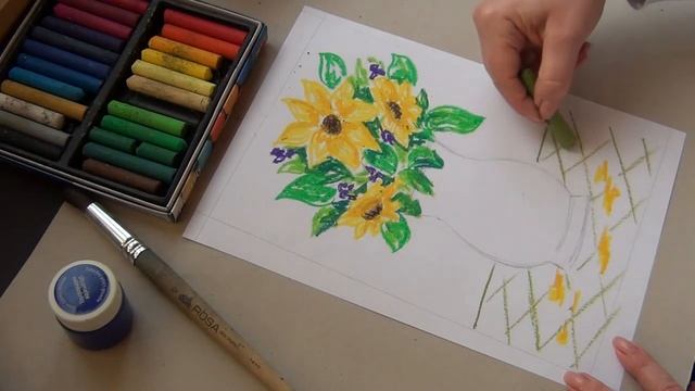 Рисуем восковыми мелками или масляной пастелью. Рисование для детей. смотреть онлайн