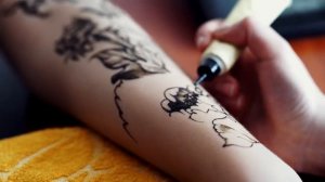 Best Henna tattoo. Henna painting process - peony / Процесс рисования хной - пион