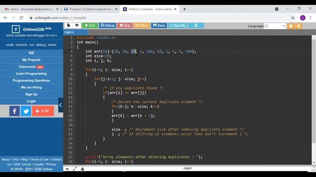 Program to Delete Duplicate Elements From an Array - Letsfindcourse