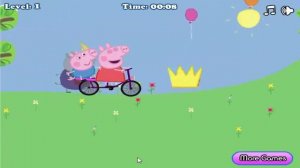 Свинка Пеппа и Джорж  катаются на велике. (игра)  Peppa Pig and George ride on the bike. (a game)