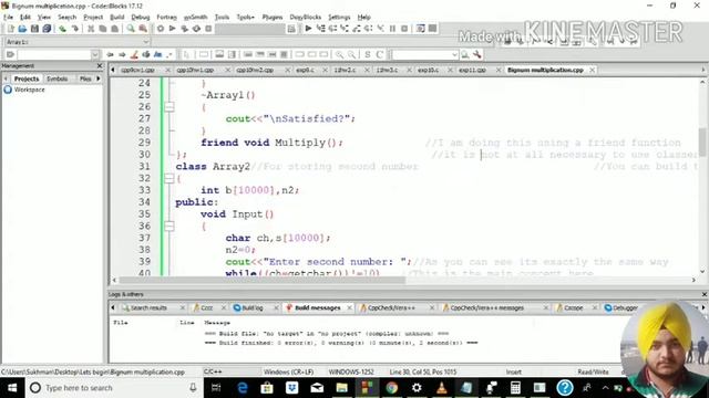 C++ Program for multiplication of big numbers without mentioning the number of digits... смотреть онлайн