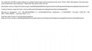 GIS: ArcGIS rest API error The given key was not present in the dictionary