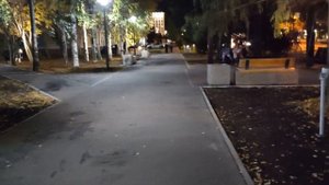 Архангельск ? Осень ? Благоустройство города Сквер с ночной подсветкой на Троицком проспекте 104 ?