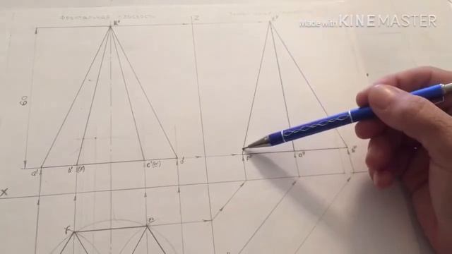 Построение проекции пирамиды в трех плоскостях и построение точек 1 и 2, свободно расположенных в е смотреть онлайн