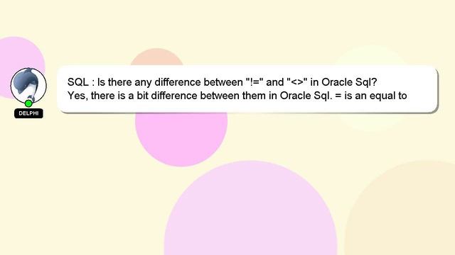SQL : Is there any difference between "!=" and " " in Oracle Sql? смотреть онлайн