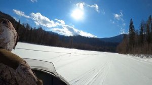 Опасный ВХОД в зимний КАНТЕГИР на АЭРОЛОДКЕ, разломы и КАНЬОН 5 метровый.