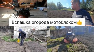 Вспашка огорода. Посев семян овощей.
