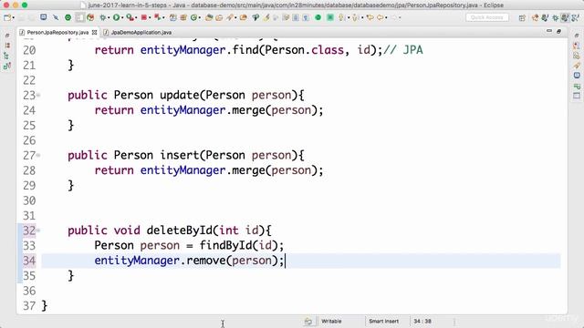 Spring framework Tutorial (128 Step 17 Implementing deleteById JPA Repository Method) смотреть онлайн
