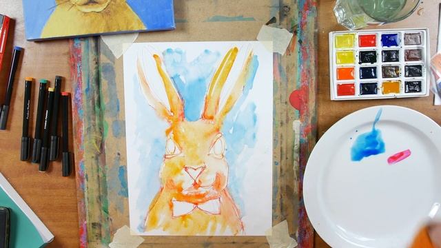 Рисуем пасхального зайца акварелью смотреть онлайн