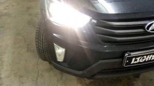 Hyundai Creta установка фар с ДХО и подсветкой поворотов