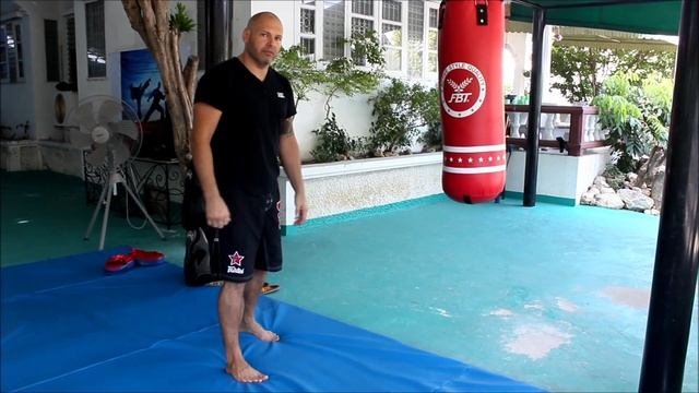Наработка прямого удара ногой.