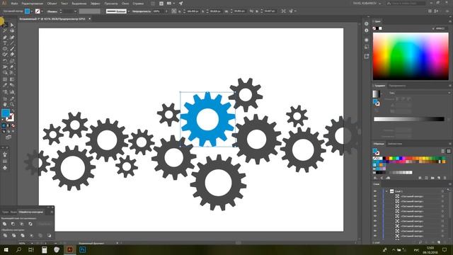 Рисование шестеренок в Adobe illustrator, gears cogwheel in AI CC