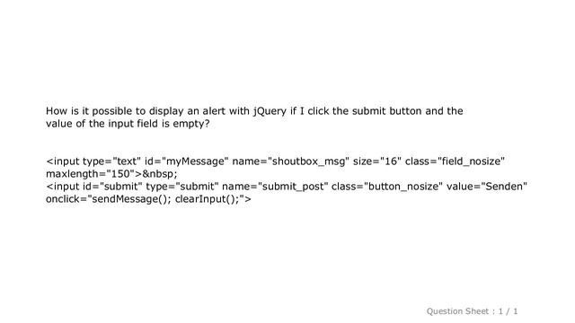 jQuery : Check if input value is empty and display an alert смотреть онлайн