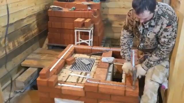 Кирпичная печь для бани 4х4 кирпича по белому с баком для воды. Часть 2 смотреть онлайн