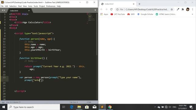 Age Calculator in JavaScript | Constructor Object | OOP | SadDamniT