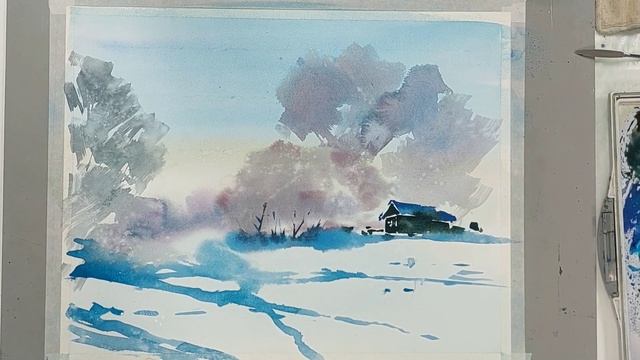 Рисуем зимние этюды акварелью, живой мастер-класс из АртЛокации смотреть онлайн