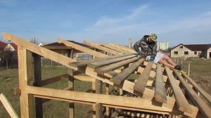 САРАЙ | ХОЗБЛОК своими руками | №6. Монтаж обрешетки на стропильную систему