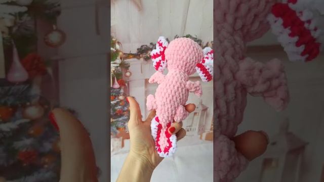 Crochet plush axolotl. Video tutorial. Плюшевый аксолотль крючком. МК вязаный Аксолотль.