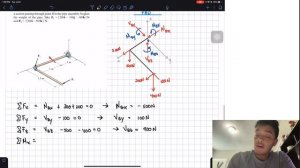 Statics 7.43 - Determine the components of internal loading at a section passing through point B.