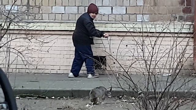 Очень трогательная картина в Киеве на улице Дегтяревская , Лукьяновка. Старенькая бабушка с палочко смотреть онлайн