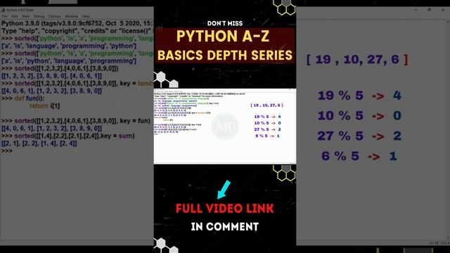 sorting based on reaminder of integer in python #telugu #pythoncoding #telugucoding #pythonintelugu