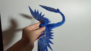 Blue dragon. Feathered dragon. Dragon toy. Wings. Monster. Handmade.Синий дракон. Игрушка дракона