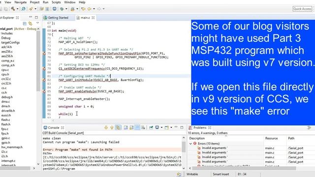 Error: Program "make" not found in PATH || Code Composer Studio || Importing project to CCS смотреть онлайн