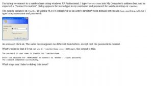Windows XP won't accept uname/password for samba share