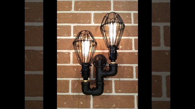 Светильник в стиле Лофт. Ретро светильники. Мебель в стиле лофт. Из водопроводных труб. смотреть онлайн