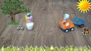 Маша и Медведь. Маша на машинке с прицепом готовит сладости для Мишки. Непоседа