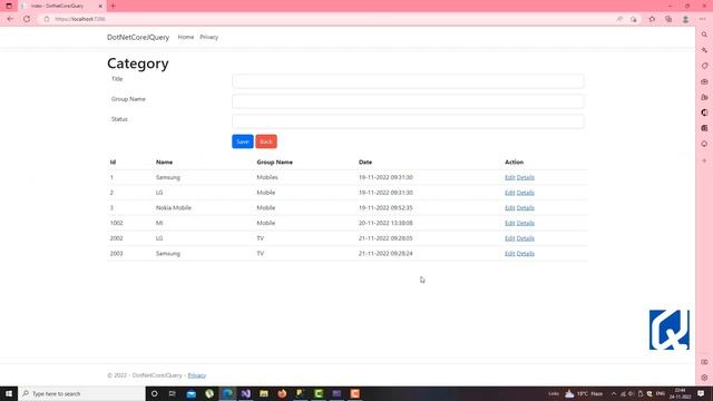 11. CRUD Operation In ASP NET Core Using jQuery JSON With Dapper ORM in Hindi