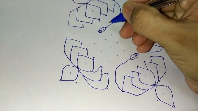 simple Lotus flower Kolam with dots 15 x 1 | Lotus design | chukkala muggulu kolam смотреть онлайн