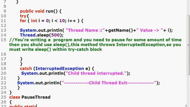 Java Programming Part 47 Thread Pause смотреть онлайн