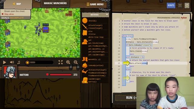 Secrets of Coding PYTHON in CodeCombat: Backwoods Forest - Maniac Munchkins: Game Walkthrough