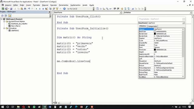 EXCEL VBA 2020 PREENCHER COMBOBOX COM MATRIZ смотреть онлайн
