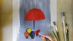 Рисуем зонтик под дождем