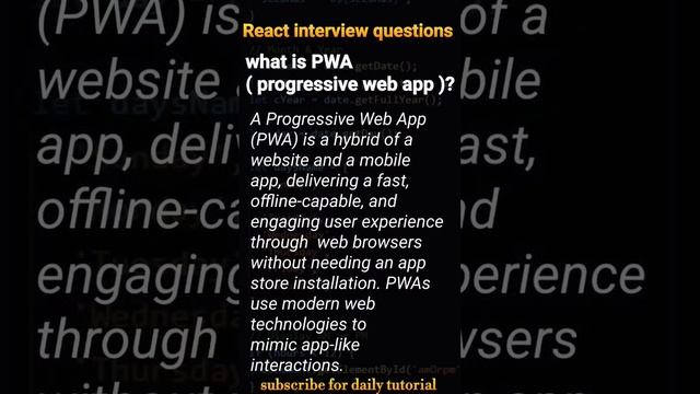 what is PWA || progressive web app in react #coding #softwareengineerinterview #tutorial