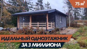 Одноэтажный каркасный дом с интересным фасадом, двумя спальнями, террасой за 3 млн. рублей