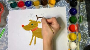 Рисуем красками с детьми! Олень!