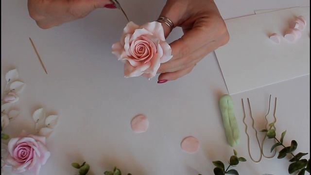 DIY ❤ШПИЛЬКА С РЕАЛИСТИЧНОЙ РОЗОЙ ❤ ПОЛИМЕРНАЯ ГЛИНА