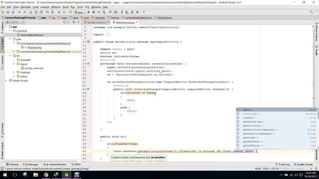Access camera Flash light in Android without opening the camera Android Studio Tutorial