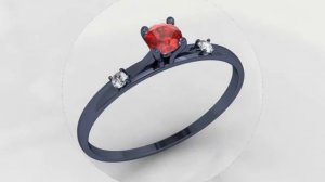 Brilliant Diamonds & Ruby Triology Black Gold 18 kt Solitaire Ring SKU#JMW8B