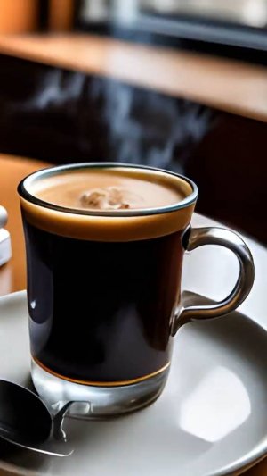 Чашка кофе на столе..