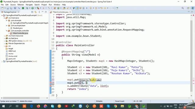 Thymeleaf Loop with Map Object | Thymeleaf Tutorial in Hindi | #6