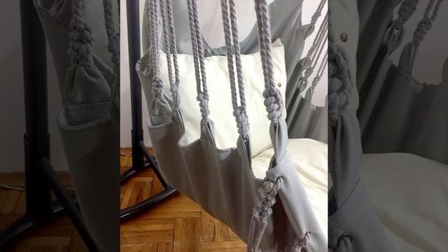 Grey Diamond Cat Hammock/Indoor Swing Chair/Hanging Modern Macrame Bed/Crochet Boho Cat Lover Gift