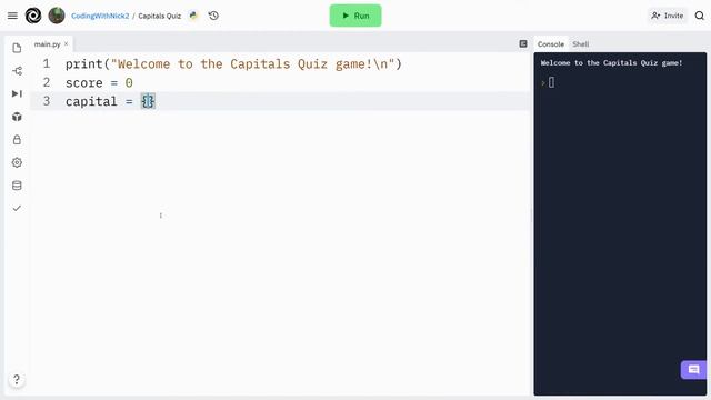 How to make a Python Capitals Quiz Game - Python for absolute beginners course