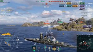 [World of Warships] T9 Iwami Gameplay in Asymmetric Battle. When Sniper being Pushed by Cruisers