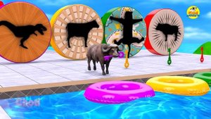 Choose the Right Wall Mystery Shape Challenge with Cow Elephant Mammoth Gorilla Dinosaur Animal Gam